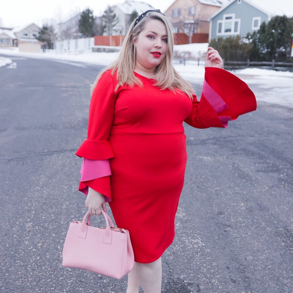 **GENTLY USED** Eloquii Flare Sleeve Scuba Dress